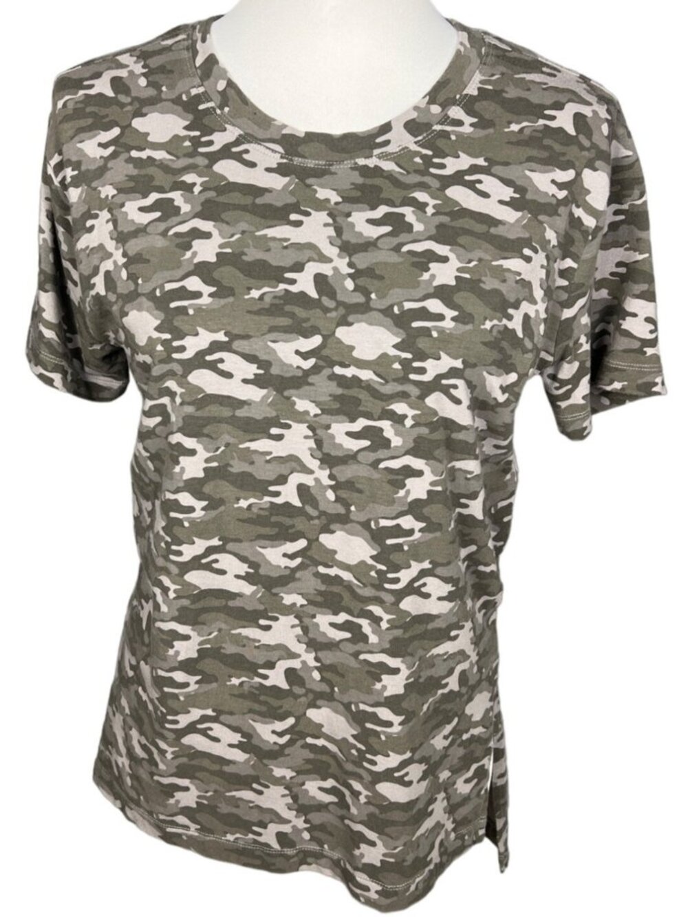 Fabletic Amy Short Sleeve Top Crew Neck Camo Shirt Size XS